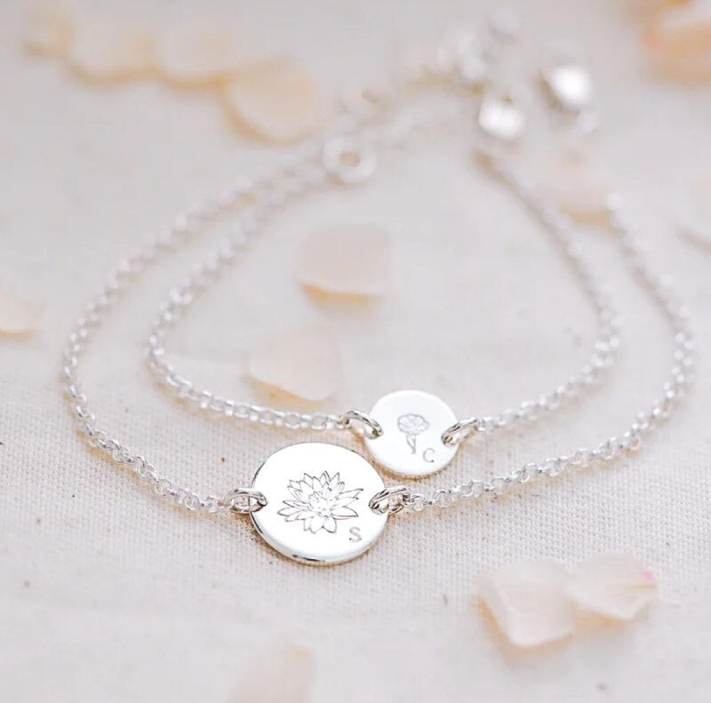 Ensemble deux bracelets maman+enfant en inox, personnalisé